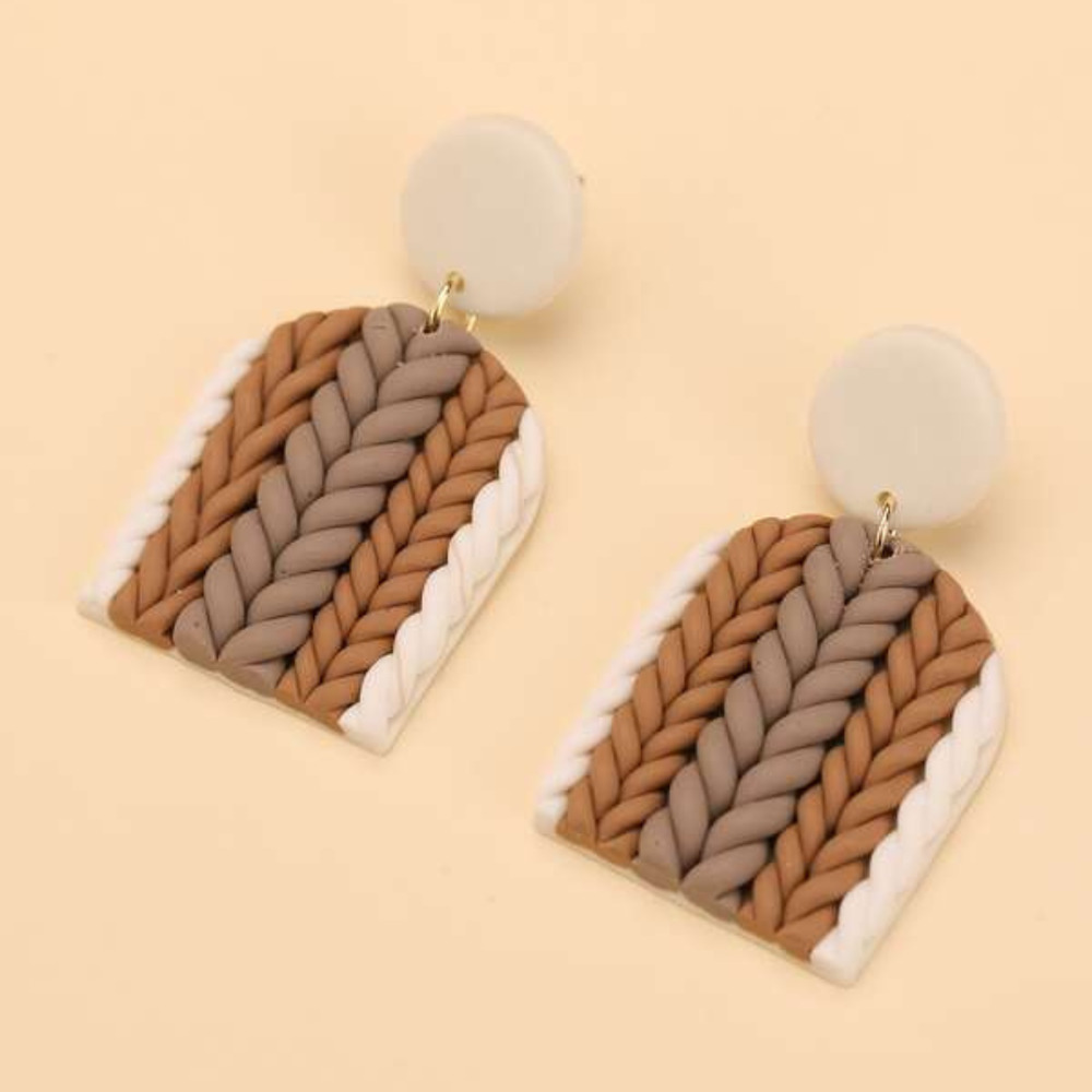 Handmade Clay Braided Earrings - Multi